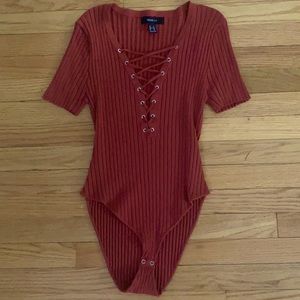 Forever 21 burnt orange lace up bodysuit🧡
